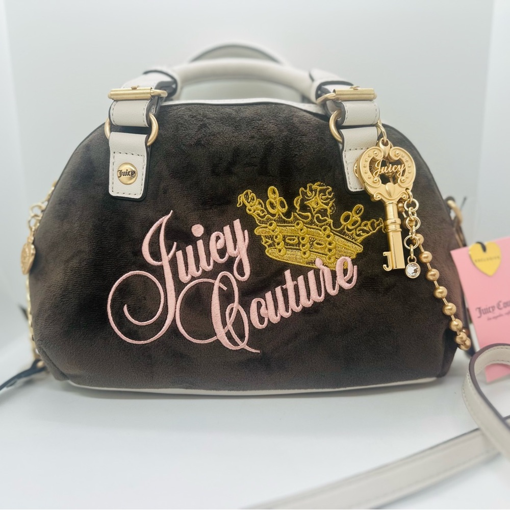 Juicy Couture Key to Juicy Dome Satchel Brown and Gold Bag